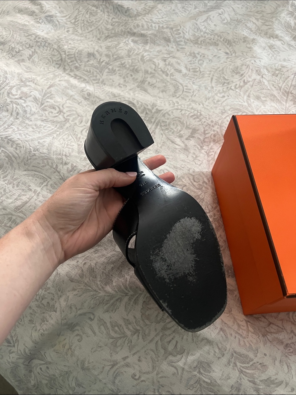 Hermes Black Leather H Sandal Mules - Picture 2 of 6